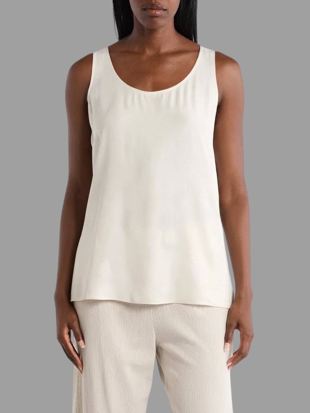 Eileen Fisher Silk Scoop Neck Tank Top White XL